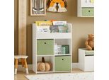 Sobuy KMB79-W Scaffale Per Bambini Scaffale Per Bambini Con 2 Scatole In Tessuto Scaffale Per Giocattoli Scaffale Per Riporre I Giocattoli