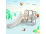 Scivolo Per Bambini Merax 5 In 1 Scivolo Con Canestro, Scivolo, Struttura Per Arrampicata, Altalena E Casetta, Set Da Gioco Multifunzionale Per Parco Giochi