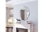 Wisfor Specchio Da Parete Moderno Argento, Specchio Irregolare Boho Specchio Da Corridoio Specchio Da Bagno Per Bagno Soggiorno, 56×71Cm