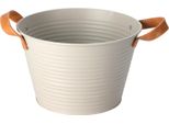 Cestino In Metallo Con Manici In Similpelle, Ø 17 Cm, Grigio Chiaro