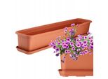 Fioriera Kadax Con Sottovaso "Evron"", In Plastica, Vaso Da Fiori Per Balcone, Terrazza, Davanzale, 80 Cm, Terracotta"