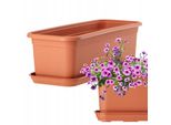 Fioriera Kadax Con Sottovaso "Evron"", In Plastica, Vaso Da Fiori Per Balcone, Terrazza, Davanzale, 40 Cm, Terracotta"