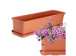 Fioriera Kadax Con Sottovaso "Evron"", In Plastica, Vaso Da Fiori Per Balcone, Terrazza, Davanzale, 60 Cm, Terracotta"