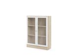 Libreria Base 2 Ante In Vetro Struttura Rovere Decoro Bianco.
