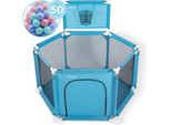 Twinky® Playpen - Box Pieghevole Per Bambini E Box Con 50X Palline Oceaniche - Box Per Gattonare Per Bambini - Cancelletto Per Gattonare - Box Per Bambini Costruibile