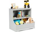 Costway Scaffale Per Bambini, Scaffale Per Giocattoli Con 4 Scomparti, Scaffale Per Bambini, Scaffale Portaoggetti, Organizzatore Di Giocattoli Per La Camera Dei Bambini E La Stanza Dei Giochi, 67 X 40 X 62 Cm, Grigio