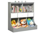 Costway Scaffale Per Bambini, Scaffale Per Giocattoli Con 5 Scomparti E 3 Cassetti, Scaffale Per Bambini, Scaffale Portaoggetti, Organizzatore Di Giocattoli Per La Camera Dei Bambini E La Stanza Dei Giochi, 93 X 40 X 94 Cm, Grigio