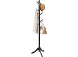 Costway 175Cm Appendiabiti Con 8 Ganci, Appendiabiti Regolabile In Altezza A Forma Di Albero In Legno Nero