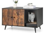 Costway Armadietto Per Gatti Per Lettiera, 2 In 1 Tavolo Laterale Per Gatti, Armadietto Per Lettiera Con Tiragraffi E 2 Porte E Ingresso, Mobili Per Gatti Cani Animali Domestici, 90X50X54Cm (Vintage)