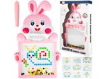 Malplay Lavagna Magnetica Per Bambini Con Perline, Puzzle Di Conigli, 20X Stampini, Lavagna Da Colorare Per Bambini Da 3 Anni, Rosa