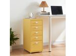 Piedistallo Mobile 'KöKar' Con 5 Cassetti In Acciaio 69 X 28 X 41 Cm Giallo