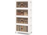 Costway Contenitore Pieghevole Con Coperchio, Set Di 4 Contenitori Impilabili, Contenitore Con Ruote E Sportelli, Plastica (Pp Riciclato) (L 4Set)