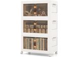 Costway Scatola Portaoggetti Pieghevole Con Coperchio, Set Di 3 Scatole Portaoggetti Impilabili, Contenitore Con Ruote E Ante, Plastica (Pp Riciclato) (M 3Set)