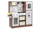 Cucina Per Bambini Costway Con Accessori, Cucina Da Gioco Con Luci E Suoni, Cucina In Legno Con Lavello, Cappa Aspirante, Microonde, Gelatiera, Lavagna, Cucina Giocattolo Per Bambini A Partire Dai 3 Anni Di Età