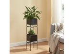 Supporto Per Piante 'Sveio' Con 2 Cassette Di Metallo 76 X 20 X 20 Cm Nero