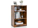 Libreria Costway, Scaffale A 3 Scomparti, Scaffale Con Ripiani Regolabili, 30X50X75Cm, Marrone