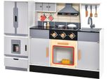 Cucina Per Bambini Costway Con Frigorifero Separabile, Cucina Da Gioco In Legno Con Luci, Musica, Suoni, 3 Ganci E 3 Scomparti, Cucina In Legno Con 12 Accessori, Cucina Giocattolo Per Bambini Dai 3 Anni In Su