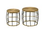 Outsunny Tavolino In Rattan Set Di 2, Tavolino Da Caffè, Tavolino Da Divano Impilabile, Tavolino Intrecciato A Mano Per Giardino, Balcone, Acciaio, Kaki