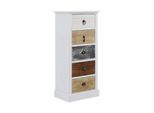 Cassettiera Rebecca Mobili In Stile Vintage Con 5 Cassetti In Legno, Bianco E Marrone