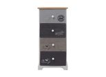 Cassettiera Rebecca Mobili Con 4 Cassetti In Legno, Bianco E Grigio