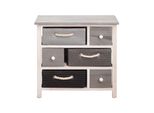 Rebecca Mobili Cassettiera Bassa A 6 Cassetti In Legno E Tessuto, Grigio E Bianco