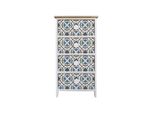 Rebecca Mobili Cassettiera Colorata, Stampe Maioliche, 4 Cassetti In Legno, Bianco Blu