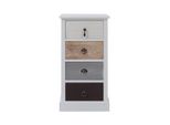 Cassettiera Rebecca Mobili In Stile Vintage Con 4 Cassetti In Legno, Bianco E Marrone