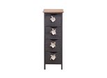 Cassettiera Rebecca Mobili Con Maniglie A Cuore, 4 Cassetti In Legno, Bianco E Grigio