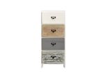 Cassettiera Rebecca Mobili In Stile Country, 4 Cassetti In Legno, Bianco, Marrone E Grigio