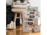 Rebecca Mobili Set Di 4 Contenitori In Legno Di Paulownia, Grigio