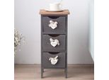 Comodino Stretto Rebecca Mobili Con 3 Cassetti In Legno Grigio E Marrone
