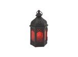 Lanterna Rebecca Mobili In Metallo E Vetro Nero E Rosso, 17X9X8 Cm