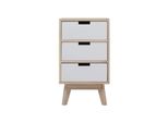 Comodino Rebecca Mobili Con 3 Cassetti In Legno Marrone E Bianco