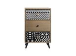 Comodino Rebecca Mobili In Stile Scandinavo Con 3 Cassetti In Legno Marrone