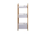 Scaffale In Piedi Rebecca Mobili Con 3 Ripiani In Mdf E Bambù In Bianco E Marrone