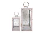 Rebecca Mobili Set Con 2 Grandi Lanterne In Metallo Bianco E Oro E Pvc