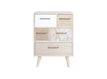 Scaffale Rebecca Mobili Con 5 Cassetti In Legno, Marrone E Bianco