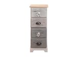 Cassettiera Rebecca Mobili In Stile Vintage Con 4 Cassetti In Legno Grigio E Blu
