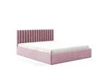 Letto Imbottito Gutto 200X200 A Doghe Metalliche In Tessuto Vellutato Rosa Con Box Letto E Vano Contenitore