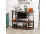 Portabottiglie Costway Con Portabicchieri E Ripiani, Portabottiglie A 3 Livelli Con Prese, Mobile Da Vino Industriale E Indipendente, 120 X 40 X 92 Cm (Marrone)