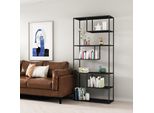 Scaffale A Terra 'Vehmaa' Con 6 Vani Portaoggetti 85 X 35 X 188 Cm Nero