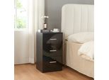 Comodino "Aurdal"" Con 3 Cassetti 66 X 37 X 34,5 Cm Nero, Lucido"