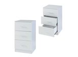 Comodino 'Aurdal' Set Di 2 Con 3 Cassetti Ciascuno 66 X 37 X 34,5 Cm Bianco, Lucido