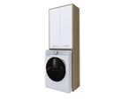 Armadio Per Lavatrice: Con Anta Lunga, Colore Rovere Sonoma / Bianco Opaco, 30 X 64 X 180 Cm