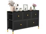 Cassettiera In Tessuto Costway Con 5 Cassetti, Cassettiera Con Struttura In Metallo, Credenza Con Piedini Regolabili E Protezione Antiribaltamento, Ripiano A Cestino Per Soggiorno, Camera Da Letto, Corridoio (5 Cassetti)