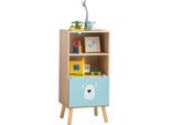 Costway Scaffale Per Bambini A 3 Livelli, Scaffale In Legno Per Bambini Con Cassetto E 2 Scomparti Aperti, Scaffale Per Giocattoli Per La Stanza Dei Giochi Dei Bambini, 40,5 X 29 X 85 Cm