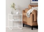 Tavolino 'Solund' Acciaio Vetro 55 X 40 X 40 Cm Bianco, Opaco