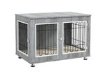 Gabbia Per Cani Pawhut, Cuccia Per Cani, Gabbia Per Animali Domestici Con Cuscino, 2 Chiusure Per Cani Di Taglia Media, Cassa Per Cani Con Doppie Porte, Casa Per Cani, Grigio, 90 X 58 X 65 Cm
