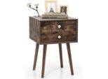 Comodino Costway Con 2 Cassetti, Comodino Per Letto A Molle, Tavolino In Legno, Cassettiera Per Soggiorno, Camera Da Letto, 40 X 40 X 59,5 Cm (Marrone Rustico)
