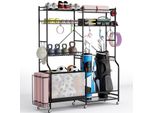 Costway 5In1 Organizzatore Per Golf, Organizzatore Per Mazze Da Golf Con 5 Ripiani Regolabili, Cestino Per Palline, 13 Ganci E Ruote Per Sacca Da Golf Attrezzatura Sportiva In Metallo